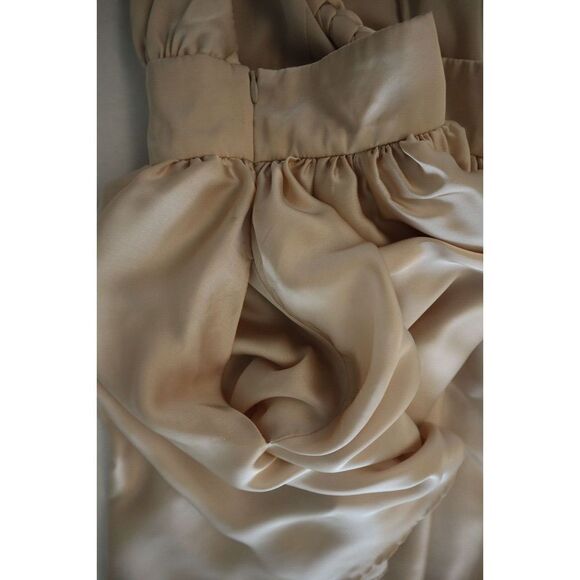 Rae Francis Women's Sz 2 (XS) Taupe Satin Braided Back Reese Mini Dress $198+ - Picture 4 of 9